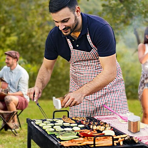 2 عبوة 4 في 1 ملح بلاستيكي وفلفل - 8 موزع توابل فارغ مع فتحات قابلة للتعديل، علب توابل شفافة للسفر والتوابل لبرطمانات التخييم والمنزل والمطاعم والمطبخ والطبخ وشرائح الشواء in Kuwait