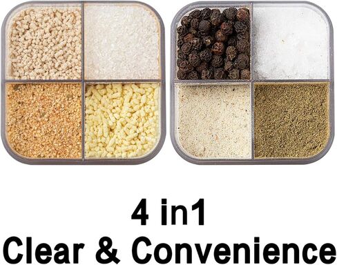 2 عبوة 4 في 1 ملح بلاستيكي وفلفل - 8 موزع توابل فارغ مع فتحات قابلة للتعديل، علب توابل شفافة للسفر والتوابل لبرطمانات التخييم والمنزل والمطاعم والمطبخ والطبخ وشرائح الشواء in Kuwait