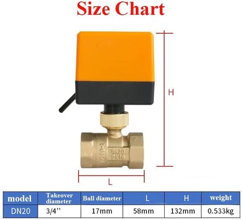 Motorized Ball Valve 3 Wires Brass 12-24V DC Electric Ball Valve 3/4" NPT 2 Control in Kuwait