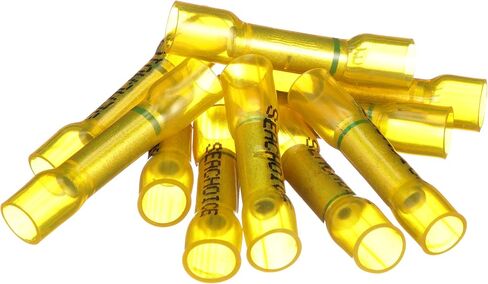 Seachoice Step Down 3-to-1 Heat Shrink Butt Connector, Marine Grade Heat-Shrinkable Butt Splices, Yellow, Pack of 10, 16-14 to 12-10 Wire Range in Saudi Arabia