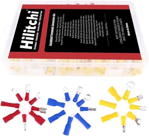 Hilitchi 360 Pcs Assorted Insulated Electrical Electrical Wire Terminals Crimp Connectors Spade Set in Saudi Arabia