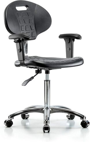 LabTech Seating LT40788 فئة 10 غرفة نظيفة توليب بولي يوريثين كرسي مقعد متوسط ​​قاعدة كروم، أذرع، عجلات من الكروم in Kuwait