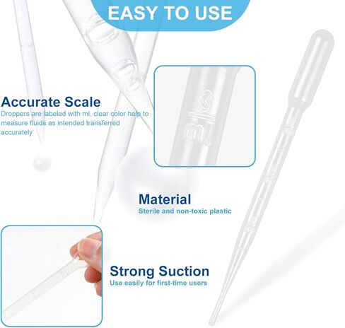 ماصات نقل LOKIPA، 180 قطعة ماصات قطارة للاستعمال مرة واحدة، ماصة 3 مل للاستخدام اليومي في مختبر العلوم in Kuwait