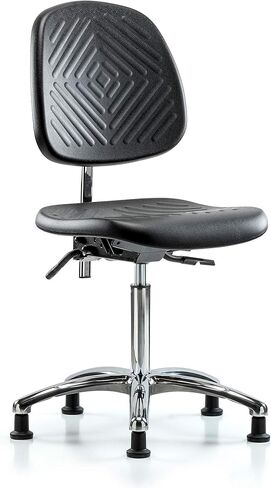 LabTech Seating LT42909 Class 100 غرفة نظيفة من مادة البولي يوريثين كرسي مقعد متوسط ​​الظهر بقاعدة من الكروم، ينزلق in Kuwait