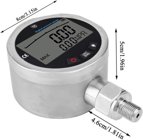 مقياس الضغط الهيدروليكي الرقمي، 3.15 مقياس ضغط من الفولاذ المقاوم للصدأ 10000PSI 400BAR جهاز قياس الضغط الهيدروليكي مع موصل G1/4 in Kuwait