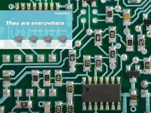مجموعة متنوعة من مقاومات Guanruixin 1206 SMD، مجموعة مقاومات مكونة من 7200 قطعة و72 قيمة (كل قيمة 100 قطعة) ±1% تسامح (0 أوم - 10 ميجا أوم) مجموعة مقاوم شرائح سميكة متوافقة مع Rohs in Kuwait