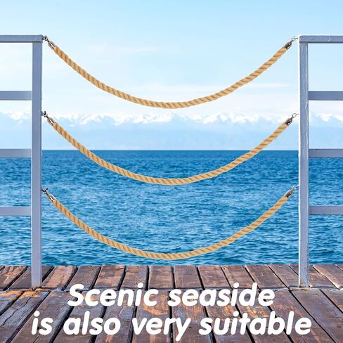 4 Pack Hemp Barrier Twisted Ropes 6 Feet with Stainless Steel Silver Hooks Crowd Control Stanchion Rope Post Queue Braided Hemp Rope Barrier for Movie Theaters, Grand Openings, Celebrations in Saudi Arabia