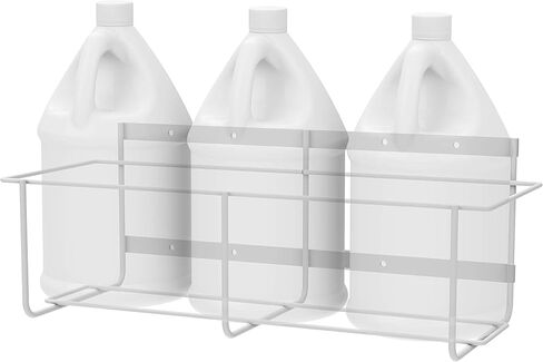 حامل إبريق مثبت على الحائط c2M متضمن مع أجهزة حامل إبريق سعة 3 جالون | إطار ودعامة فولاذية شديدة التحمل مصنوعة في الولايات المتحدة الأمريكية | رف تخزين لليدين والصابون والمنظفات والجراج بزجاجة مستديرة | مسحوق المغلفة الأبيض in Kuwait