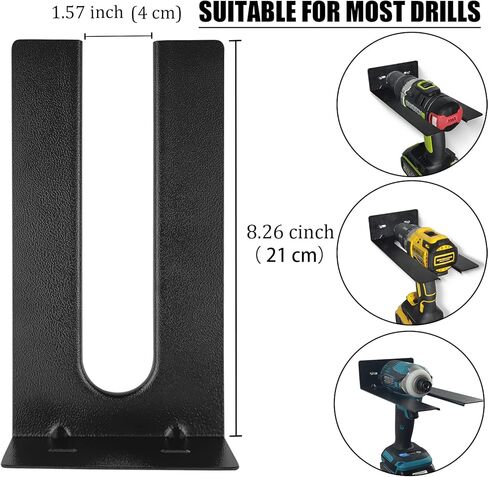 YAMTO 2 جهاز كمبيوتر شخصى الثقيلة المعادن الصلب أداة السلطة المنظمين، سهولة الوصول إلى المثقاب الكهربائي حامل رف جدار جبل، المنزل المرآب جدار ورشة عمل التخزين لالمثقاب اللاسلكي / اليد، وجعل أداتك البقاء في مكانها in Kuwait
