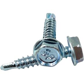 #6 x 3/4 Hex Washer Head Self-Drilling Tek Screw Zinc Plated Steel for Attaches Sheet Metal Steel or Steel to Metal - Box of 100 in Saudi Arabia