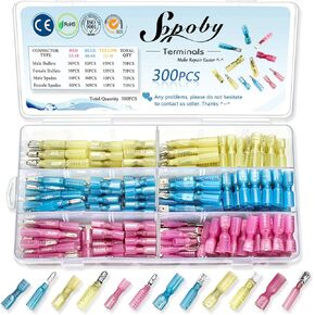 300 قطعة من موصلات الانكماش الحراري - موصلات الانكماش الحراري من سوبوبي وموصلات الرصاص - موصلات أسلاك ذكر أنثى وأطراف كهربائية مجعدة in Kuwait