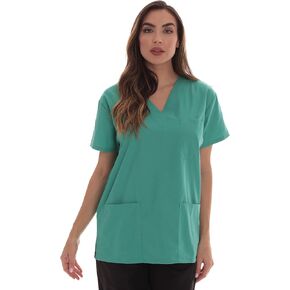Just Love Solid Scrub Top for Women with Pockets and V-Neck in Kuwait