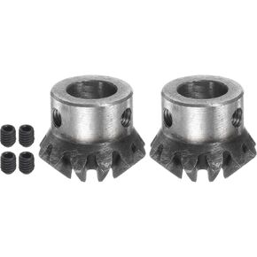 HARFINGTON 2pcs Bevel Gear 1M 12 Teeth 12mm Shaft Hole 1:1 Tapered Bevel Pinion Gear 45# Steel 2 Module 90 Degree Steering Gear, for Hardware Mechanical Rotation