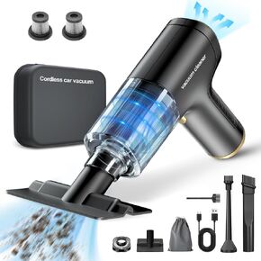 تيبكو مكنسة كهربائية محمولة للسيارة - مكنسة كهربائية عالية الطاقة 9000 باسكال ومنفضة هواء، مكنسة كهربائية لاسلكية 120 واط قابلة لاعادة الشحن، مكنسة صغيرة للسيارة والمكتب وسطح المكتب وتنظيف شعر in Kuwait