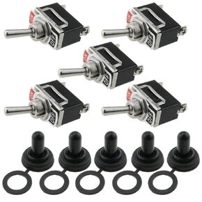 Heyous 5 Pack Toggle Switches ON Off Rocker Switch 2 Pin SPDT Marine Toggle Switches Waterproof Boot Cap Cover 15A 250V 20A 125V, Black in Saudi Arabia