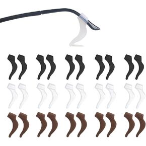 YINGFENG 16 Pairs Glasses Anti-slip Silicone Ear Clip, Glasses Holder With Storage Box, Eyeglass Ear Grips, Safety Eyewear Retainers for Sunglasses Presbyopia Glasses Sports Glasses (8 Black 8 white)