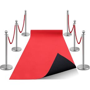 Therwen 6 Pieces Crowd Control Barriers Stainless Steel Stanchion Posts Queue Line Dividers and Red Carpet Runner 2.3 x 20 ft Red Carpet for Prom Crowds Outdoor Runner Rug in Saudi Arabia