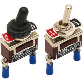 Keymoo 2 قطعة تبديل التبديل مع غطاء مقاوم للماء، 15A 250V 20A 125V SPST ON-Off 2 دبوس الروك تبديل التبديل مع محطات الحلقة الزرقاء 1021-2 in Kuwait