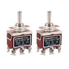 Baomain تبديل التبديل DPDT ON / OFF / ON 3 موقف AC 15A / 250V 20A / 125V 6 محطات المسمار RT1322 2 حزمة in Kuwait