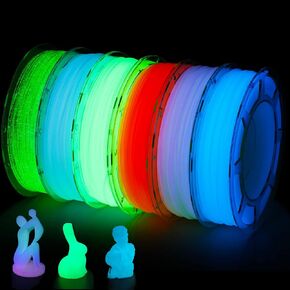 6 Pack 3D Printer Filament PLA Filament Glow in The Dark 6 Colors 1.75mm PLA 3D Printing Filament Bundle for 3D Printing (Rainbow, Glow White, Glow Green, Glow Blue, Glow Red, Shiny Green) in Saudi Arabia
