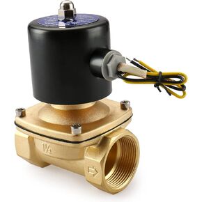 Baomain Brass Electric Solenoid Valve 1-1/2 Inch DC 12V Thread Direct Acting Normally Closed Compatible with Water Air 2W-400-40 in Kuwait