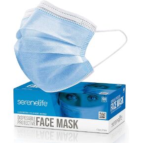 50 قطعة. أقنعة وجه للاستعمال مرة واحدة - أقنعة وجه قابلة للتنفس 3 طبقات، لتغطية الغبار، فلتر واقي للغبار، غطاء الفم السلامة PPE، درع الأنف، للبالغين - سيرين لايف SL3PLY50.5 in Kuwait