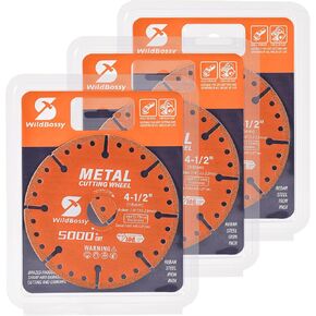 Diamond Cutting Wheel 4-1/2 Inch (3PCS) with 7/8" Arbor Hole, Metal Cut Off Disc with 5000+ Cuts on Rebar, Steel, Iron and INOX