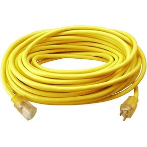 سلك Southwire 2588SW0002 خارجي - 12/3 SJTW سلك تمديد 3 شقوق عالي التحمل للاستخدام التجاري (50 بوصة، أصفر)، 50 قدم