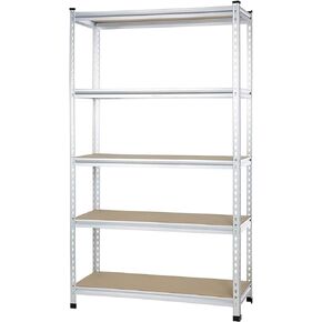 Amazon Basics Medium Duty Storage Shelving Double Post Press Board 5 tier Shelf, Aluminum, 36 x 18 x 72