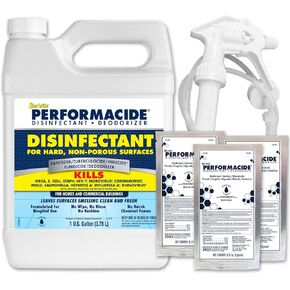 STAR BRITE PERFORMACIDE Disinfectant - Kills COVID-19 Virus in 30 Seconds - No Rinse, No Wipe, No Residue - Just Add Water - Gallon Kit with 3 Refill Pouches & Sprayer (102000)