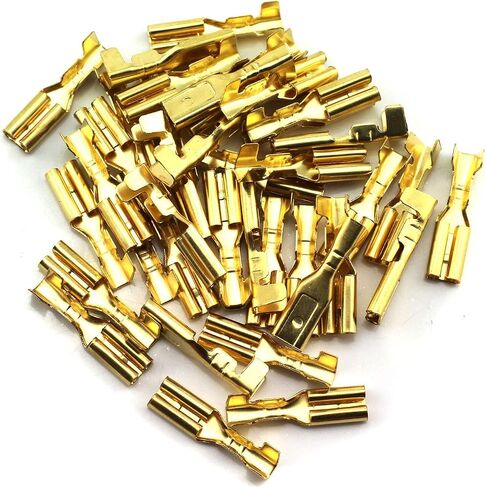 MEETOOT 100pcs 2.8mm Gold Female Spade Crimp Terminal with Insulating Sleeve Self Lock Plug Electrical Wire Splice Connectors in Saudi Arabia