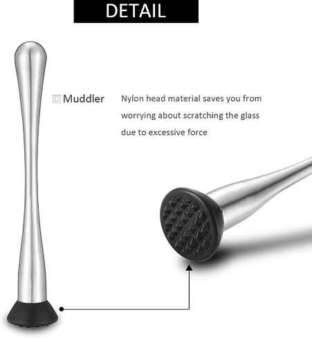 Stainless Steel Muddler for Cocktails,Mixing Spoon and Measuring Jigger,Professional Bar Tools,10-inch Bar Muddler for Making Mojitos,Margaritas and Other Fruit Based Drinks. in Saudi Arabia