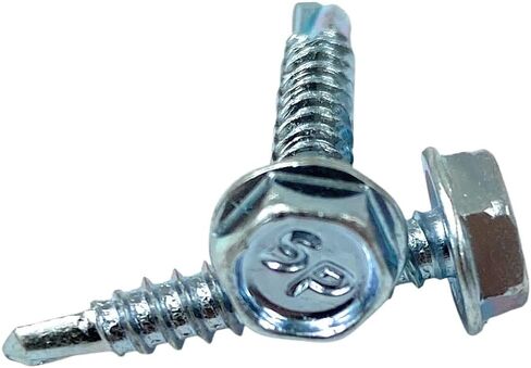 #6 x 3/4 Hex Washer Head Self-Drilling Tek Screw Zinc Plated Steel for Attaches Sheet Metal Steel or Steel to Metal - Box of 100 in Saudi Arabia