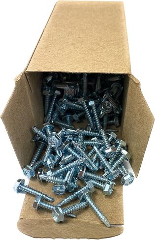 #6 x 3/4 Hex Washer Head Self-Drilling Tek Screw Zinc Plated Steel for Attaches Sheet Metal Steel or Steel to Metal - Box of 100 in Saudi Arabia