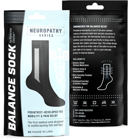 Balance Doctor Balance Sock Neuropathy Series 2 Pack (Medium, White) in Saudi Arabia