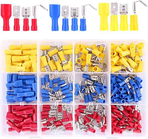 Hilitchi 255Pcs 22-16/16-14/12-10AWG Fully Insulated Female/Male Spade Quick Wire Crimp Terminals Connectors Kit in Saudi Arabia