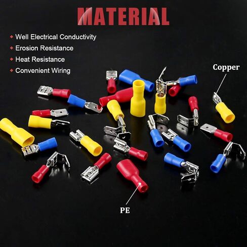 Hilitchi 255Pcs 22-16/16-14/12-10AWG Fully Insulated Female/Male Spade Quick Wire Crimp Terminals Connectors Kit in Saudi Arabia