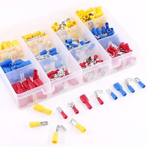 Hilitchi 255Pcs 22-16/16-14/12-10AWG Fully Insulated Female/Male Spade Quick Wire Crimp Terminals Connectors Kit in Saudi Arabia