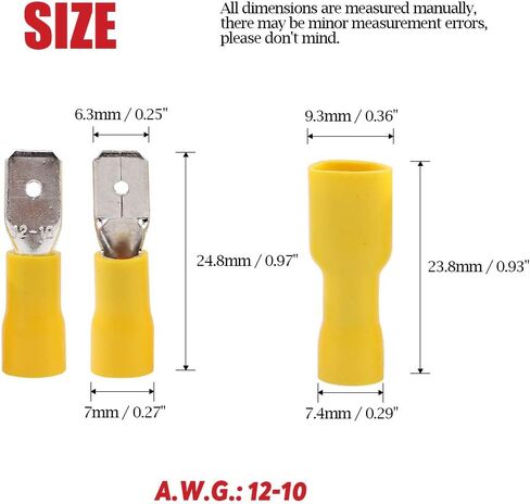 Hilitchi 100pcs 12-10 Gauge Fully Insulated Male Female Spade Quick Splice Wire Terminals Wire Crimp Connectors Set in Saudi Arabia