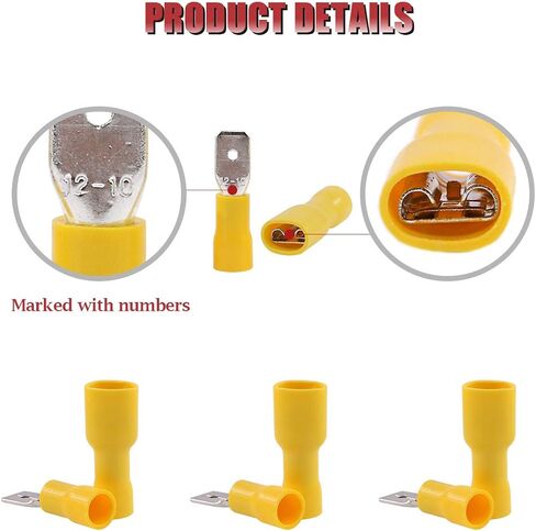 Hilitchi 100pcs 12-10 Gauge Fully Insulated Male Female Spade Quick Splice Wire Terminals Wire Crimp Connectors Set in Saudi Arabia