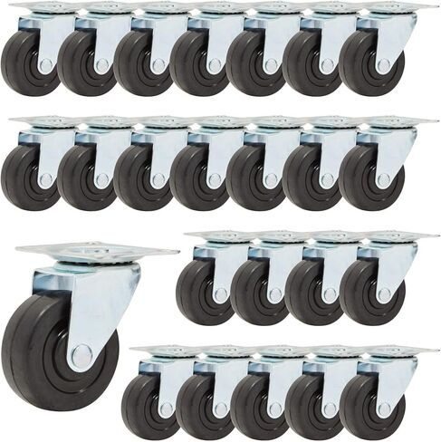 Stockroom Plus 24 Pack 2 inch Swivel Caster Wheels Rubber Base with Top Plate and Bearing for Smooth Moving in Kuwait