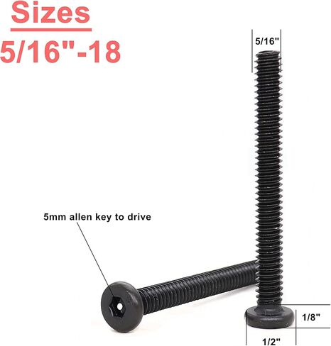 cSeao 10 قطعة أسود 5/16-18 × 1-1/2 بوصة براغي غطاء المقبس مسامير رأس ألين مع مفتاح سداسي واحد in Kuwait