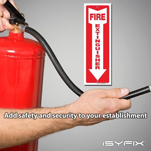 لافتات طفاية حريق iSYFIX - 5 عبوات مقاس 4 × 12 بوصة - بلاستيك بوليسترين بسمك 40 مل، مغلفة لمقاومة الأشعة فوق البنفسجية القصوى والطقس والخدش والماء والبهتان، داخلي وخارجي in Kuwait