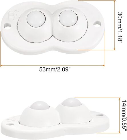 uxcell 4Pcs Self Adhesive Caster Wheels, Mini Swivel Sticky Universal Pulley for Bin Bottom, Trash Can, Storage Box (White) in Saudi Arabia