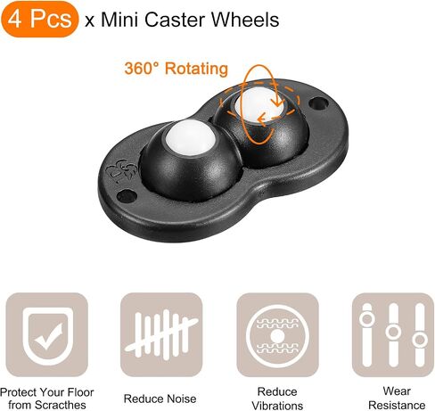uxcell 4Pcs Self Adhesive Caster Wheels, Mini Swivel Sticky Universal Pulley for Bin Bottom, Trash Can, Storage Box (White) in Saudi Arabia