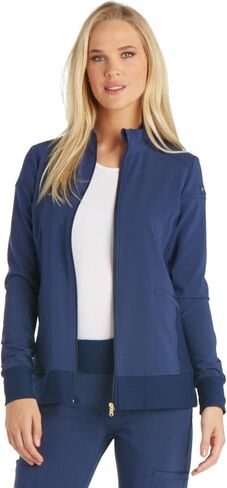Cherokee iflex Uniforms Zip Front Scrub Jackets for Women CK303, S, Navy in Saudi Arabia
