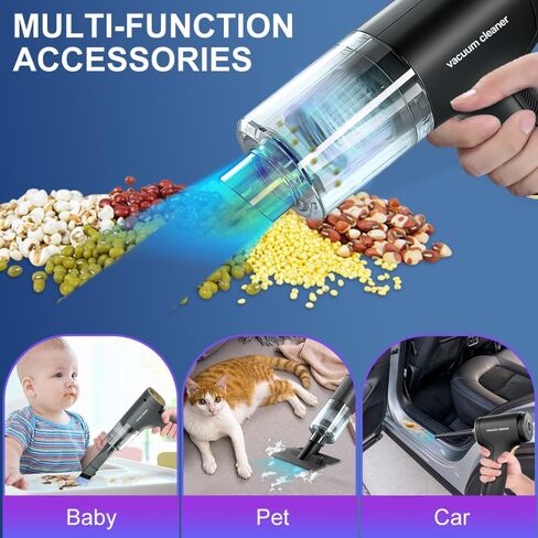تيبكو مكنسة كهربائية محمولة للسيارة - مكنسة كهربائية عالية الطاقة 9000 باسكال ومنفضة هواء، مكنسة كهربائية لاسلكية 120 واط قابلة لاعادة الشحن، مكنسة صغيرة للسيارة والمكتب وسطح المكتب وتنظيف شعر in Kuwait