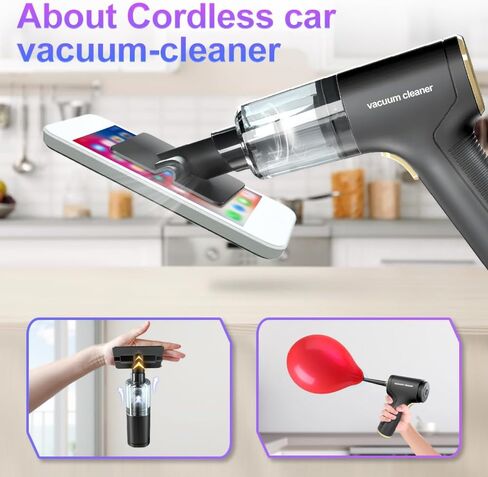 تيبكو مكنسة كهربائية محمولة للسيارة - مكنسة كهربائية عالية الطاقة 9000 باسكال ومنفضة هواء، مكنسة كهربائية لاسلكية 120 واط قابلة لاعادة الشحن، مكنسة صغيرة للسيارة والمكتب وسطح المكتب وتنظيف شعر in Kuwait