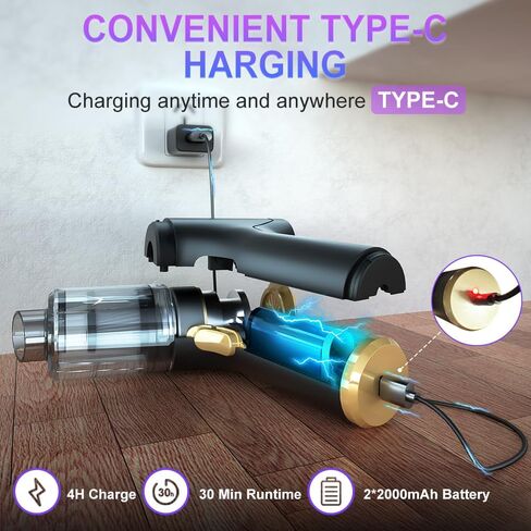 تيبكو مكنسة كهربائية محمولة للسيارة - مكنسة كهربائية عالية الطاقة 9000 باسكال ومنفضة هواء، مكنسة كهربائية لاسلكية 120 واط قابلة لاعادة الشحن، مكنسة صغيرة للسيارة والمكتب وسطح المكتب وتنظيف شعر in Kuwait