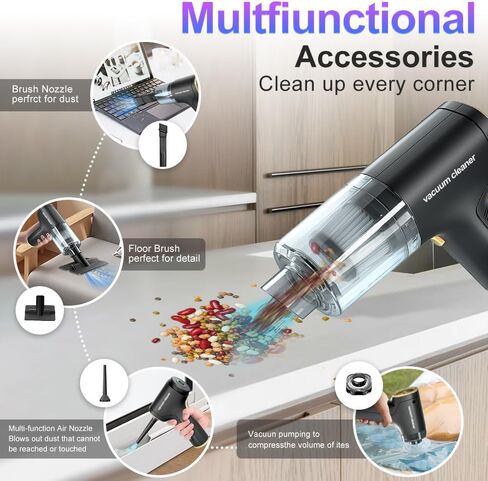 تيبكو مكنسة كهربائية محمولة للسيارة - مكنسة كهربائية عالية الطاقة 9000 باسكال ومنفضة هواء، مكنسة كهربائية لاسلكية 120 واط قابلة لاعادة الشحن، مكنسة صغيرة للسيارة والمكتب وسطح المكتب وتنظيف شعر in Kuwait